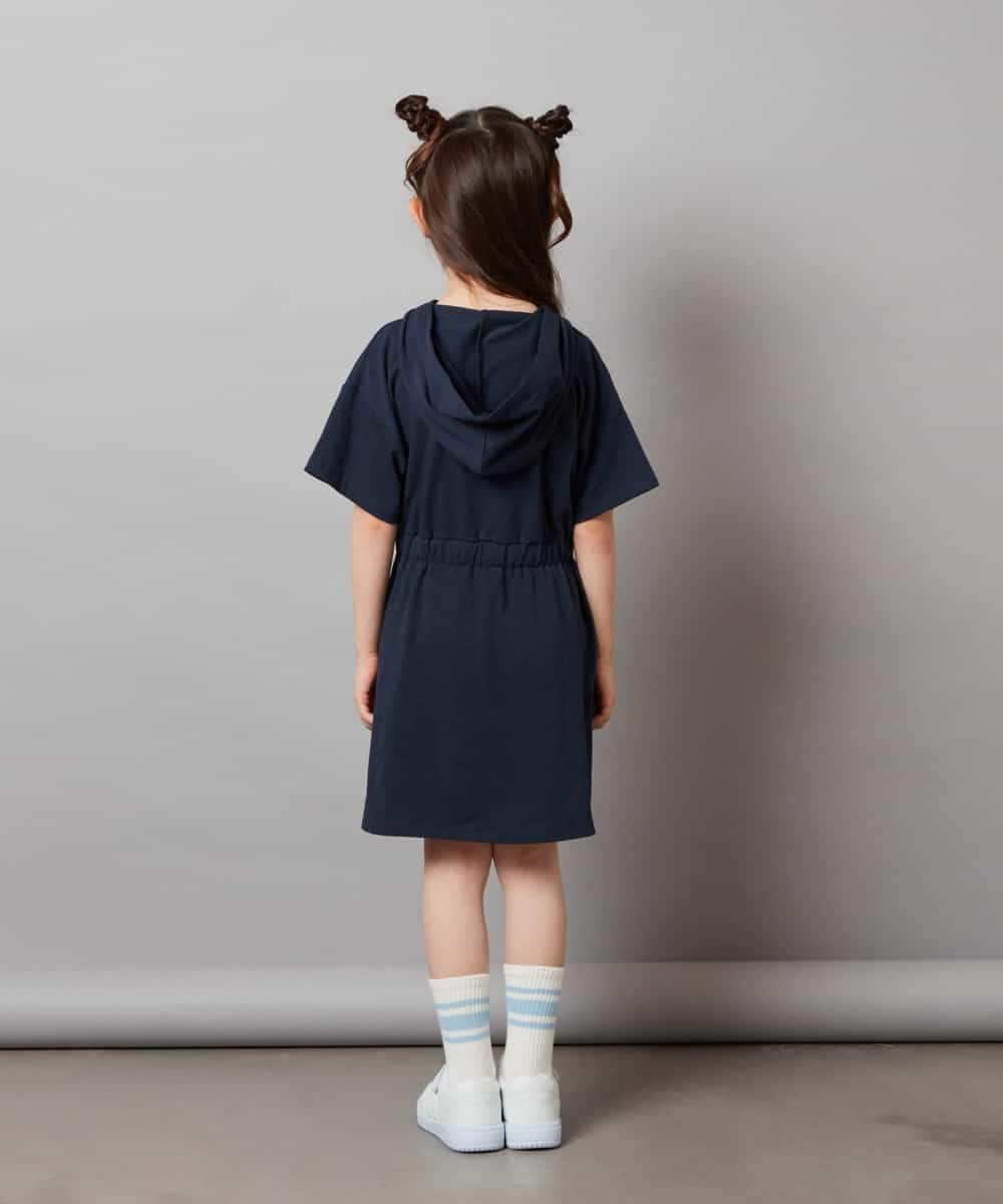 KJPHV20034 a.v.v KIDS(アー・ヴェ・ヴェ) [100-130]【接触冷感】ハーフジップフーディワンピース ライトグレー