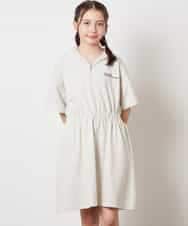 KJPHV20034 a.v.v KIDS(アー・ヴェ・ヴェ) [100-130]【接触冷感】ハーフジップフーディワンピース ライトグレー