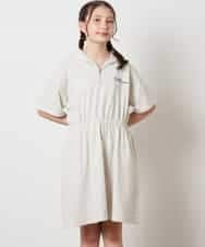 KJPHV20034 a.v.v KIDS(アー・ヴェ・ヴェ) [100-130]【接触冷感】ハーフジップフーディワンピース ライトグレー