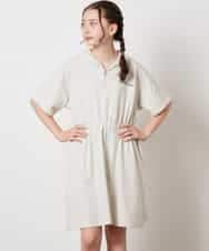 KJPHV20034 a.v.v KIDS(アー・ヴェ・ヴェ) [100-130]【接触冷感】ハーフジップフーディワンピース ライトグレー