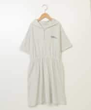 KJPHV20034 a.v.v KIDS(アー・ヴェ・ヴェ) [100-130]【接触冷感】ハーフジップフーディワンピース ライトグレー