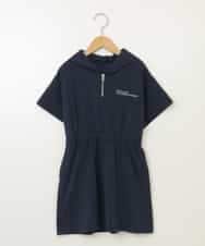 KJPHV20034 a.v.v KIDS(アー・ヴェ・ヴェ) [100-130]【接触冷感】ハーフジップフーディワンピース ライトグレー