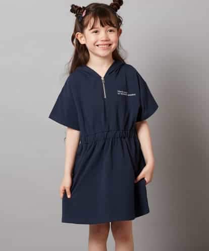KJPHW20039 a.v.v KIDS [140-150]【接触冷感】ハーフジップフーディワンピース