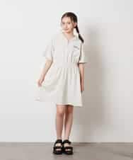 KJPHW20039 a.v.v KIDS(アー・ヴェ・ヴェ) [140-150]【接触冷感】ハーフジップフーディワンピース ライトグレー