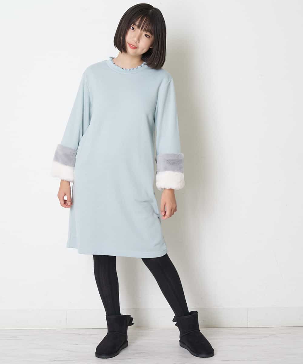 140 150 フリルネック袖ファートレーナーワンピース ワンピース A V V Kids アー ヴェ ヴェ イトキンオンラインストア