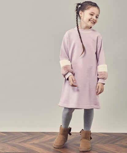 KJPKP40034 a.v.v KIDS [100-130]袖ファートレーナーワンピース