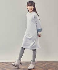 KJPKR40044 a.v.v KIDS(アー・ヴェ・ヴェ) [160]袖ファートレーナーワンピース ライトブルー