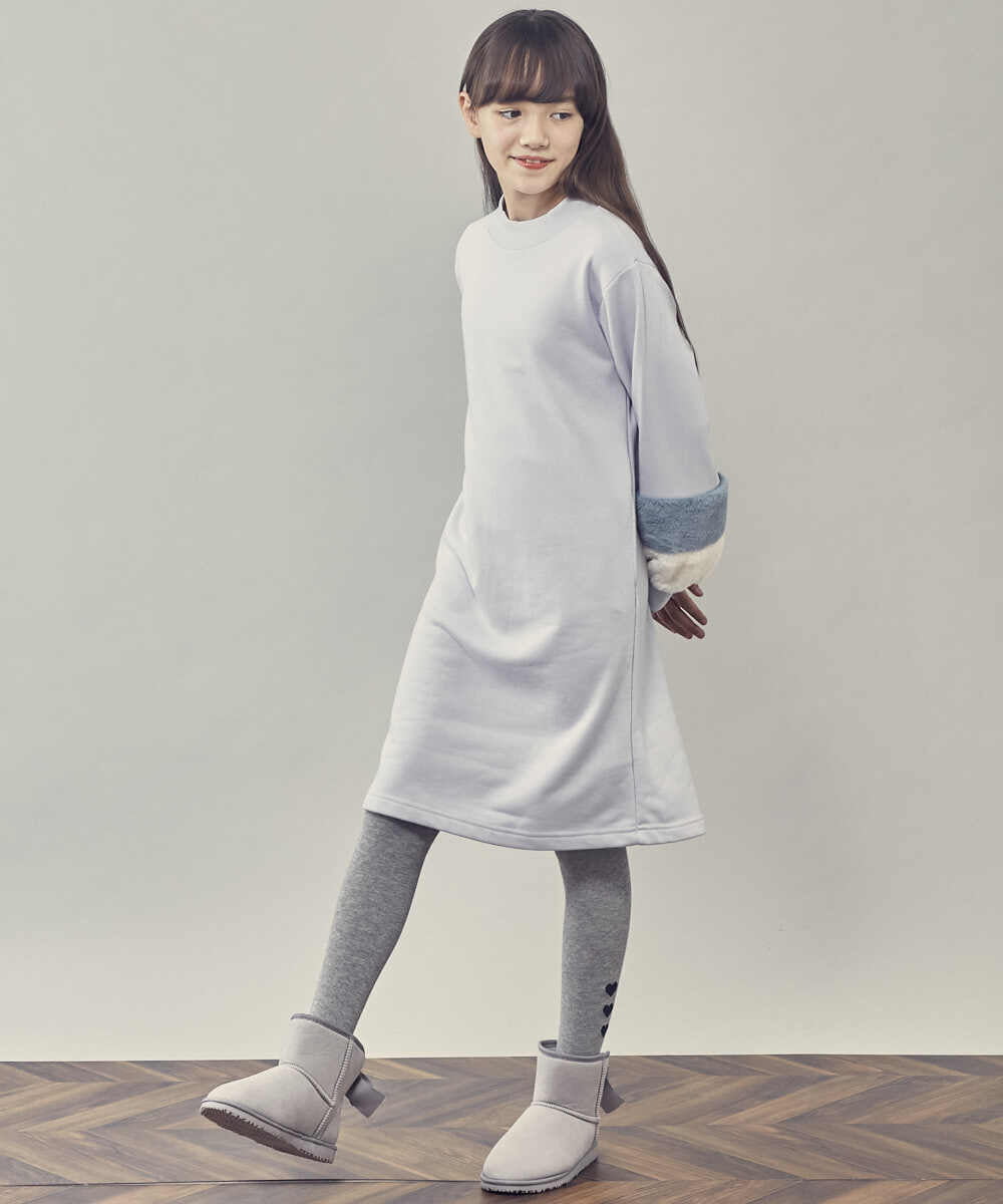 KJPKR40044 a.v.v KIDS(アー・ヴェ・ヴェ) [160]袖ファートレーナーワンピース ライトブルー