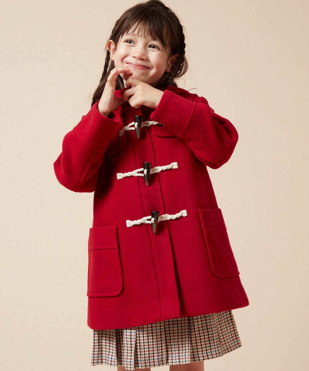 KJUAA01069 a.v.v KIDS(アー・ヴェ・ヴェ) [100-130]【選べる5色展開】ライトフェイクウールダッフルコート レッド