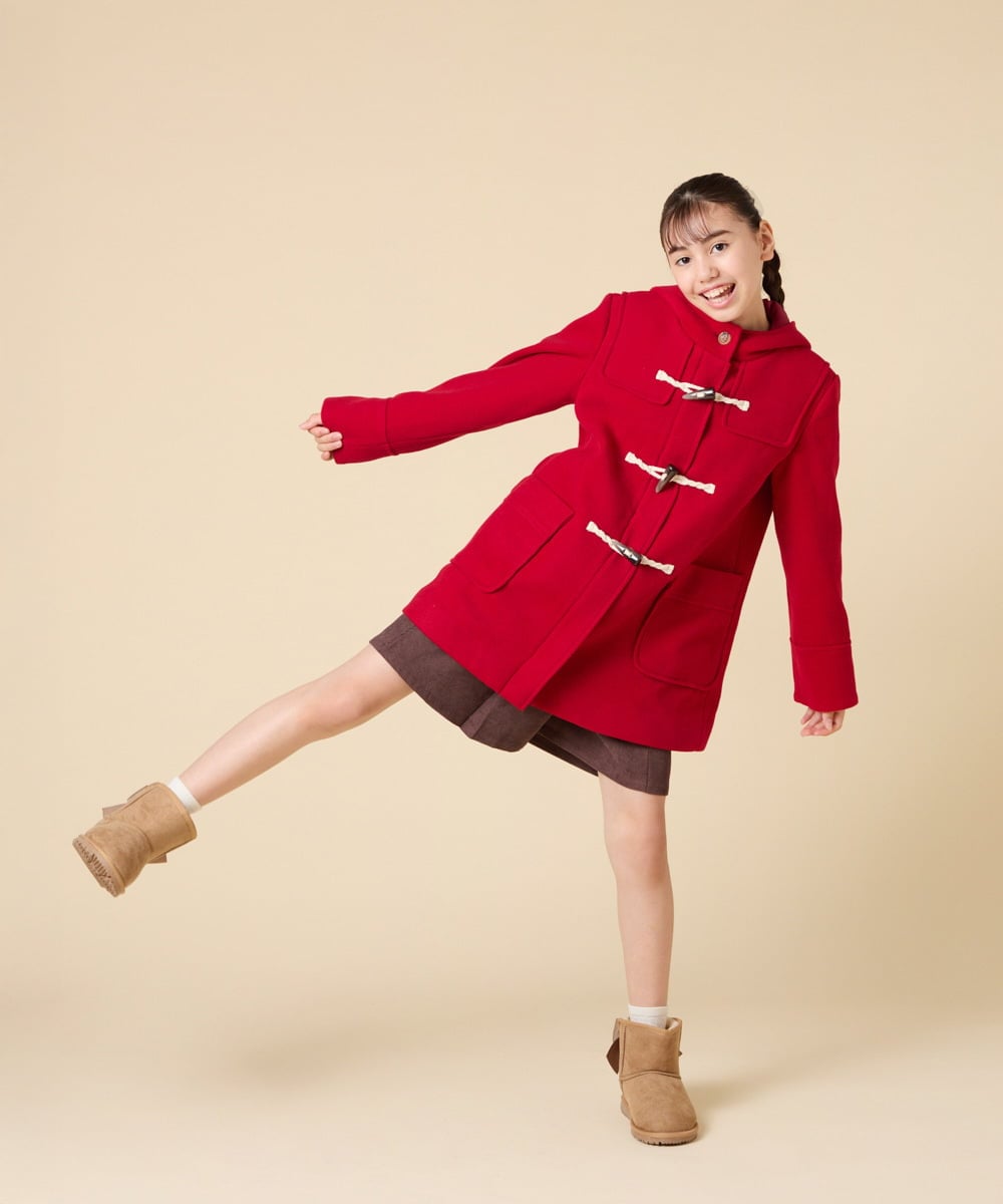 KJUAD01079 a.v.v KIDS(アー・ヴェ・ヴェ) [100-160]【アウター人気NO.１】【選べる５色展開/お家で洗える】ライトフェイクウールダッフルコート レッド