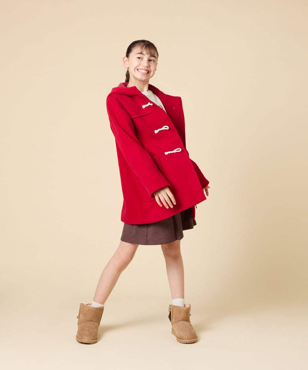 KJUAD01079 a.v.v KIDS(アー・ヴェ・ヴェ) [100-160]【アウター人気NO.１】【選べる５色展開/お家で洗える】ライトフェイクウールダッフルコート レッド