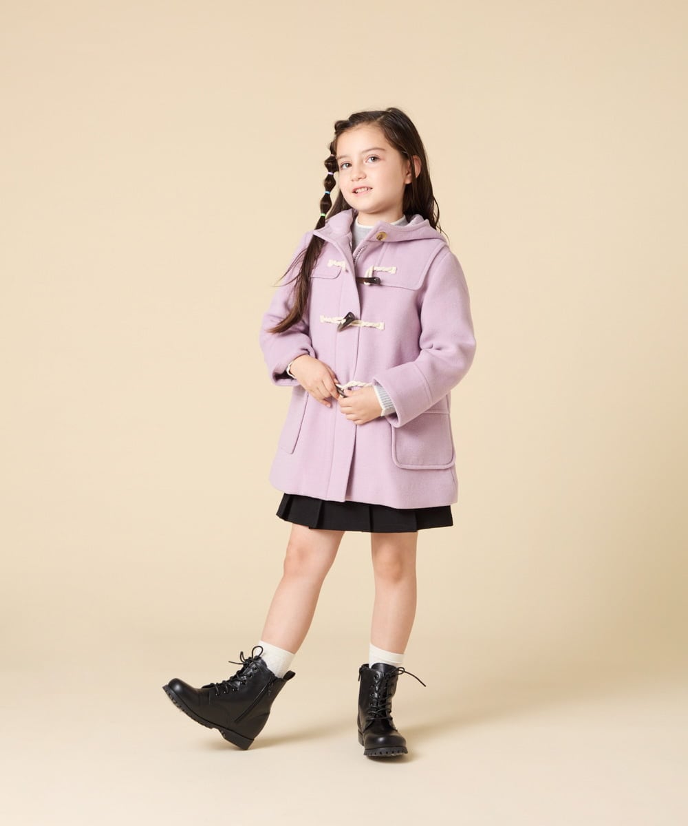 KJUAD01079 a.v.v KIDS(アー・ヴェ・ヴェ) [100-160]【アウター人気NO.１】【選べる５色展開/お家で洗える】ライトフェイクウールダッフルコート レッド
