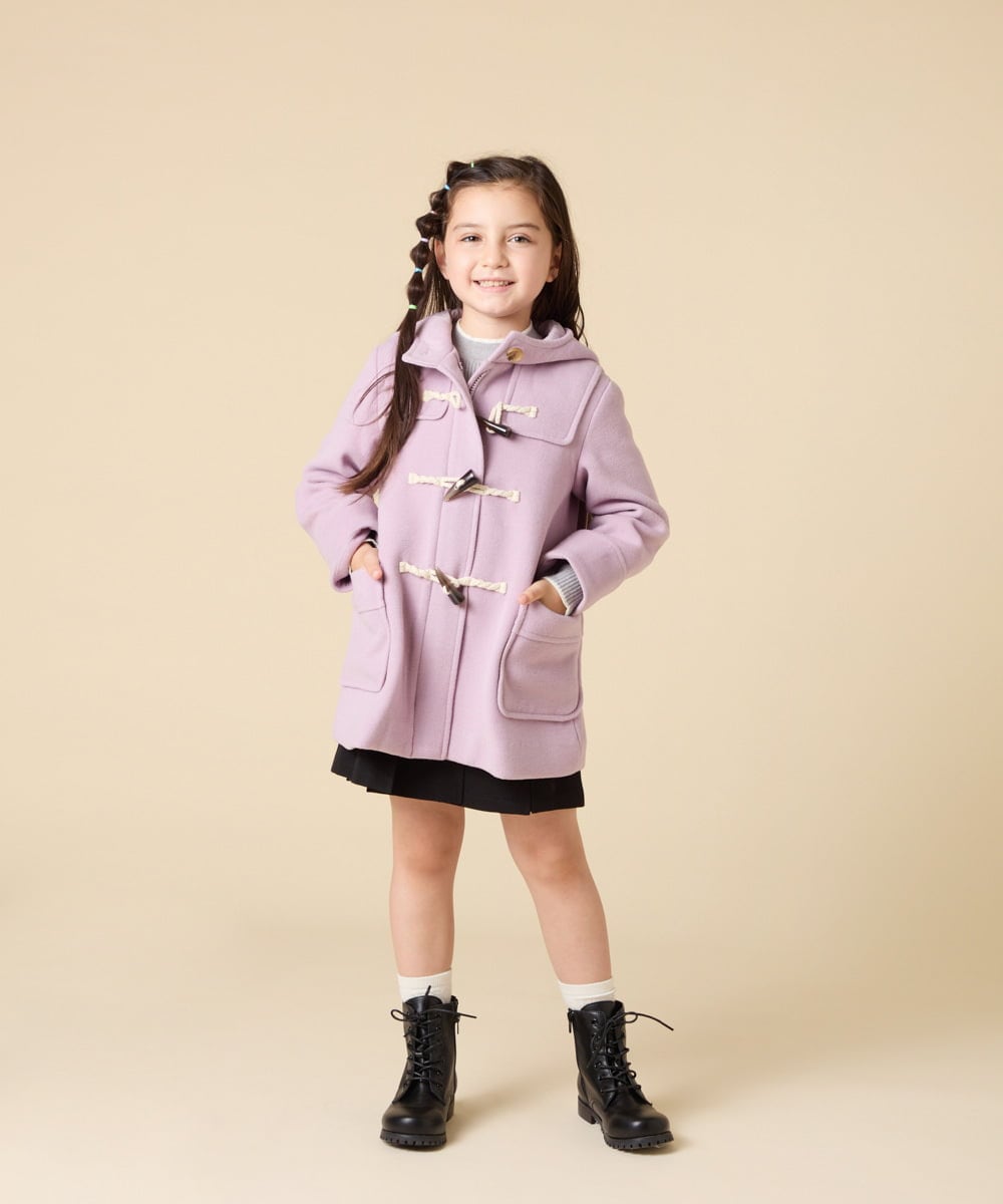 KJUAD01079 a.v.v KIDS(アー・ヴェ・ヴェ) [100-160]【アウター人気NO.１】【選べる５色展開/お家で洗える】ライトフェイクウールダッフルコート レッド