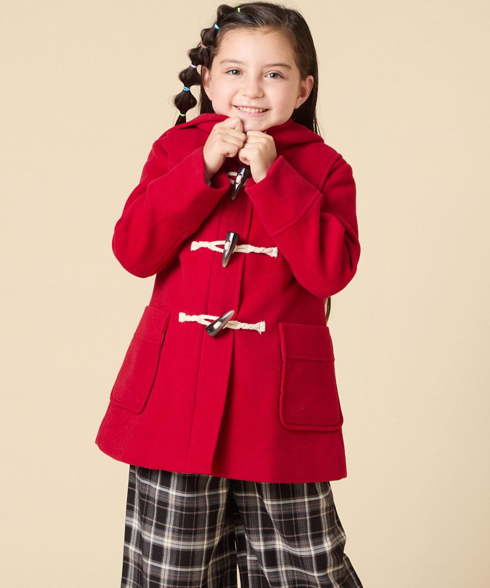 KJUAD01079 a.v.v KIDS(アー・ヴェ・ヴェ) [100-160]【アウター人気NO.１】【選べる５色展開/お家で洗える】ライトフェイクウールダッフルコート レッド