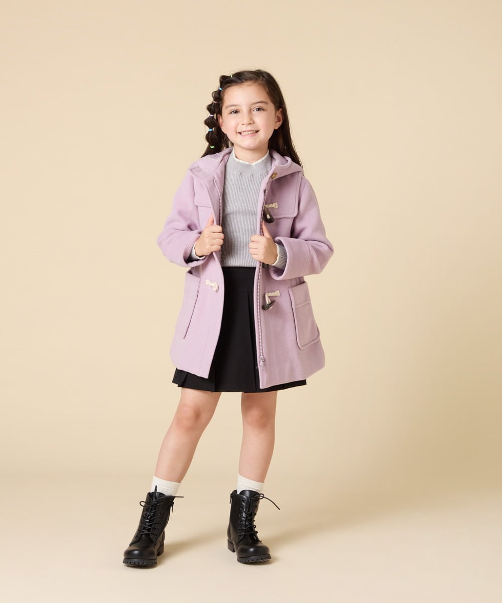 KJUAD01079 a.v.v KIDS(アー・ヴェ・ヴェ) [100-160]【アウター人気NO.１】【選べる５色展開/お家で洗える】ライトフェイクウールダッフルコート レッド