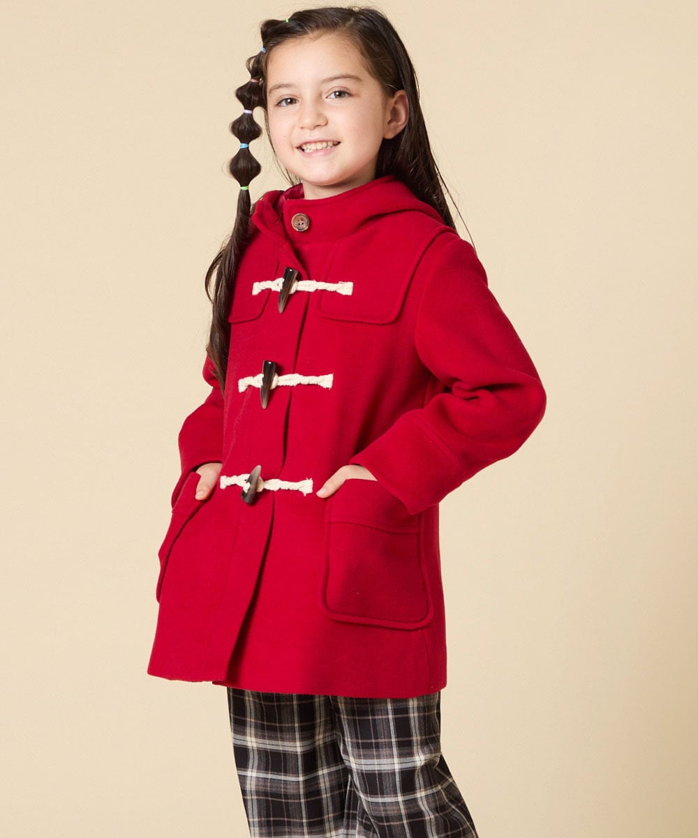 KJUAD01079 a.v.v KIDS(アー・ヴェ・ヴェ) [100-160]【アウター人気NO.１】【選べる５色展開/お家で洗える】ライトフェイクウールダッフルコート レッド