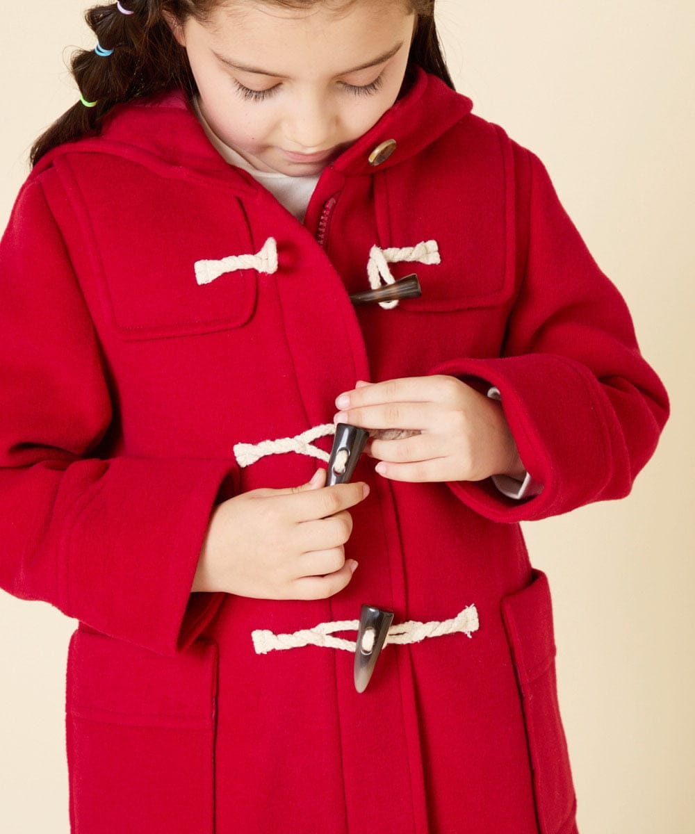 KJUAD01079 a.v.v KIDS(アー・ヴェ・ヴェ) [100-160]【アウター人気NO.１】【選べる５色展開/お家で洗える】ライトフェイクウールダッフルコート レッド