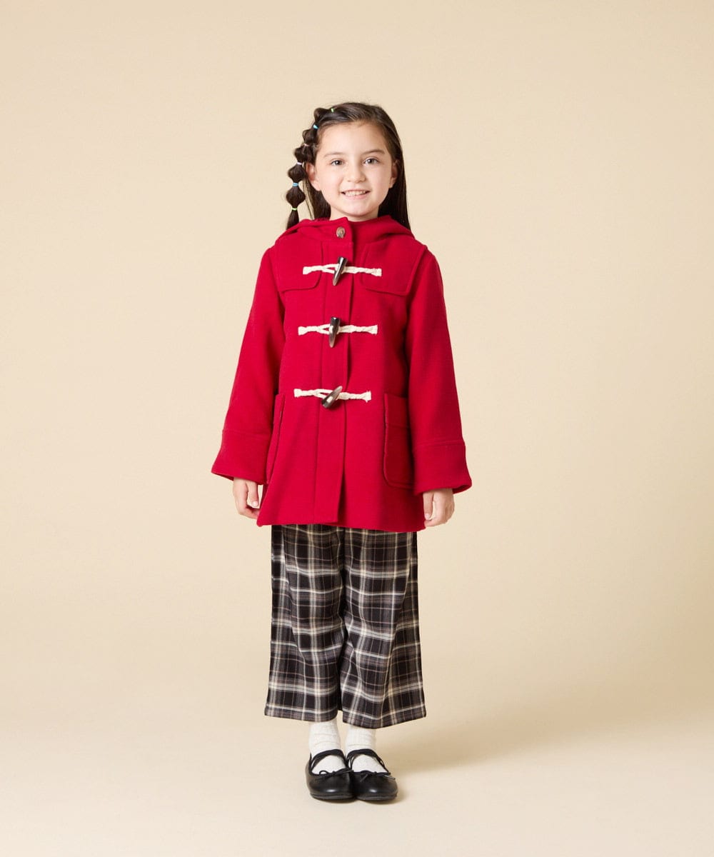 KJUAD01079 a.v.v KIDS(アー・ヴェ・ヴェ) [100-160]【アウター人気NO.１】【選べる５色展開/お家で洗える】ライトフェイクウールダッフルコート レッド