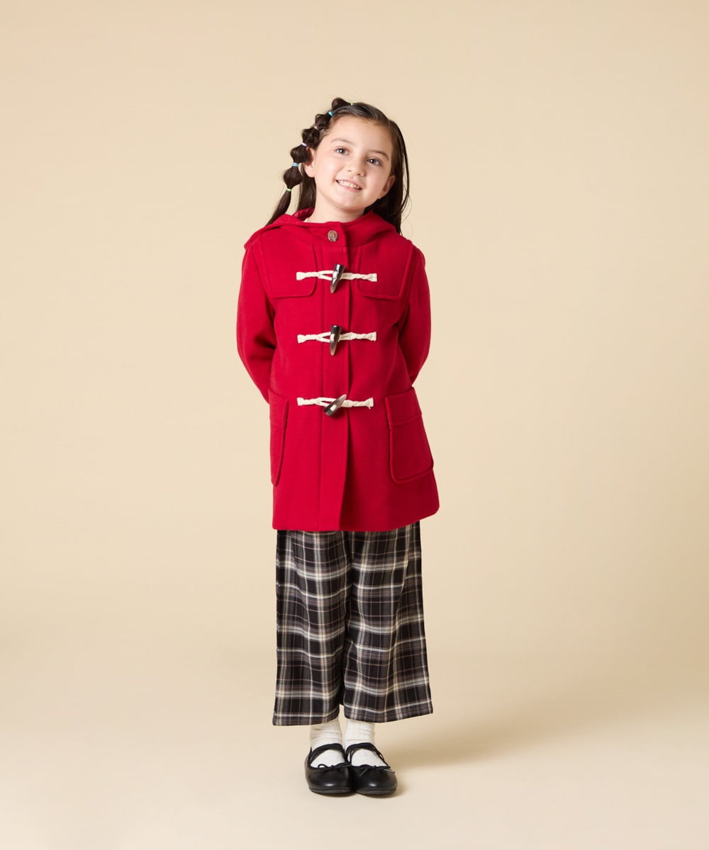 KJUAD01079 a.v.v KIDS(アー・ヴェ・ヴェ) [100-160]【アウター人気NO.１】【選べる５色展開/お家で洗える】ライトフェイクウールダッフルコート レッド