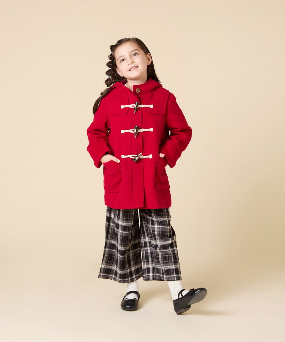 KJUAD01079 a.v.v KIDS(アー・ヴェ・ヴェ) [100-160]【アウター人気NO.１】【選べる５色展開/お家で洗える】ライトフェイクウールダッフルコート レッド