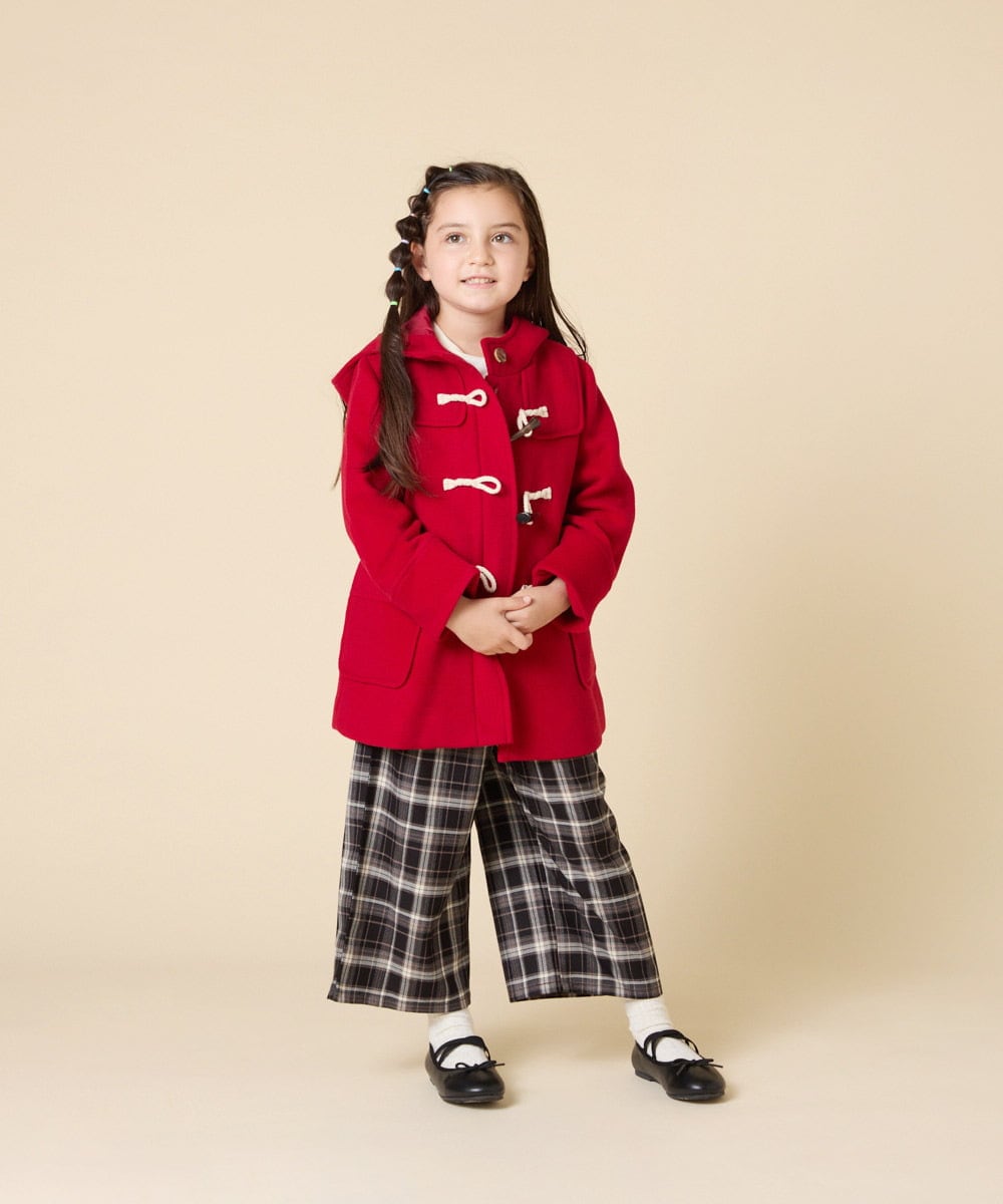 KJUAD01079 a.v.v KIDS(アー・ヴェ・ヴェ) [100-160]【アウター人気NO.１】【選べる５色展開/お家で洗える】ライトフェイクウールダッフルコート レッド