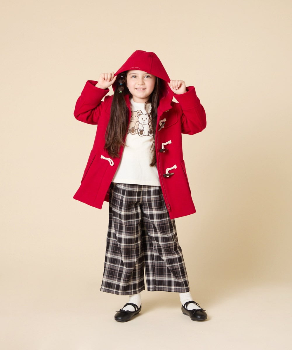 KJUAD01079 a.v.v KIDS(アー・ヴェ・ヴェ) [100-160]【アウター人気NO.１】【選べる５色展開/お家で洗える】ライトフェイクウールダッフルコート レッド