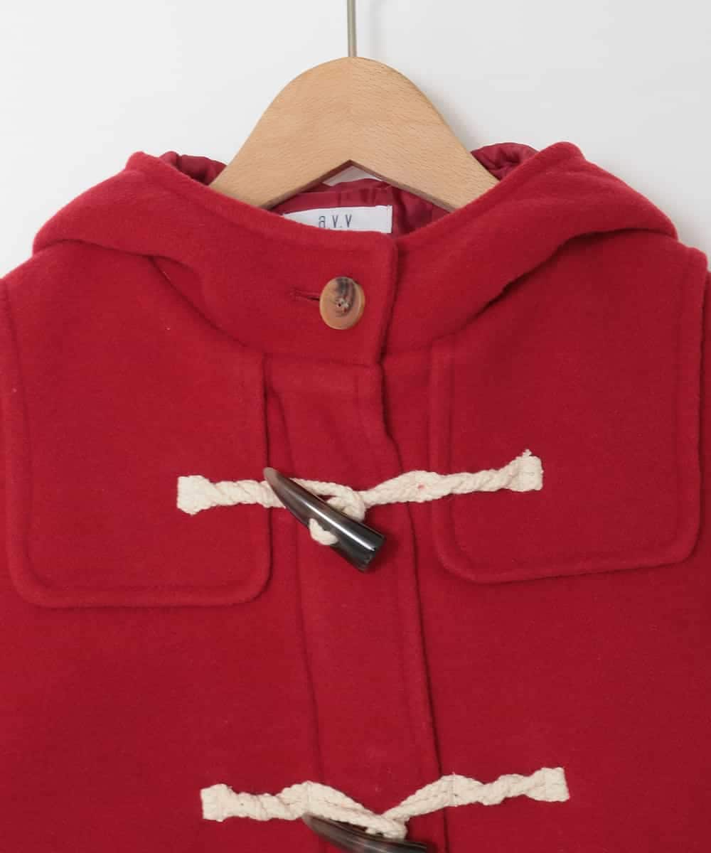 KJUAD01079 a.v.v KIDS(アー・ヴェ・ヴェ) [100-160]【アウター人気NO.１】【選べる５色展開/お家で洗える】ライトフェイクウールダッフルコート レッド