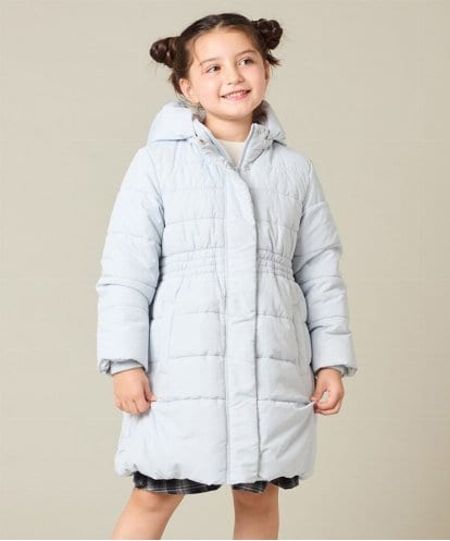 KJUAD02079 a.v.v KIDS [100-160]【フード取り外し可能/お家で洗える】フィット＆フレア中綿ロングコート