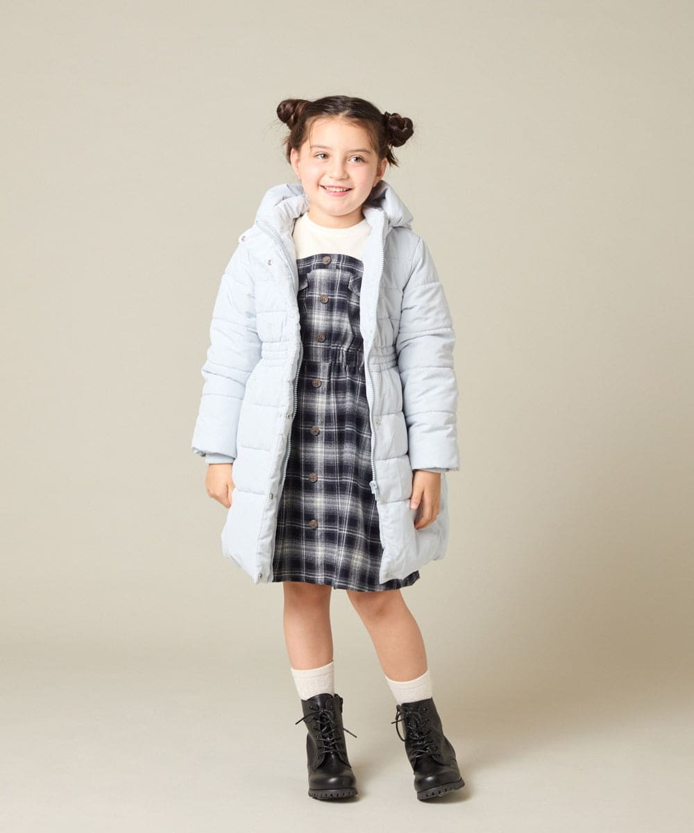 KJUAD02079 a.v.v KIDS(アー・ヴェ・ヴェ) [100-160]【フード取り外し可能/お家で洗える】フィット＆フレア中綿ロングコート ブラック