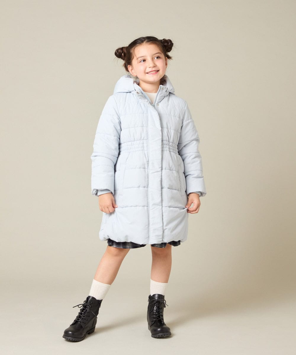 KJUAD02079 a.v.v KIDS(アー・ヴェ・ヴェ) [100-160]【フード取り外し可能/お家で洗える】フィット＆フレア中綿ロングコート ブラック