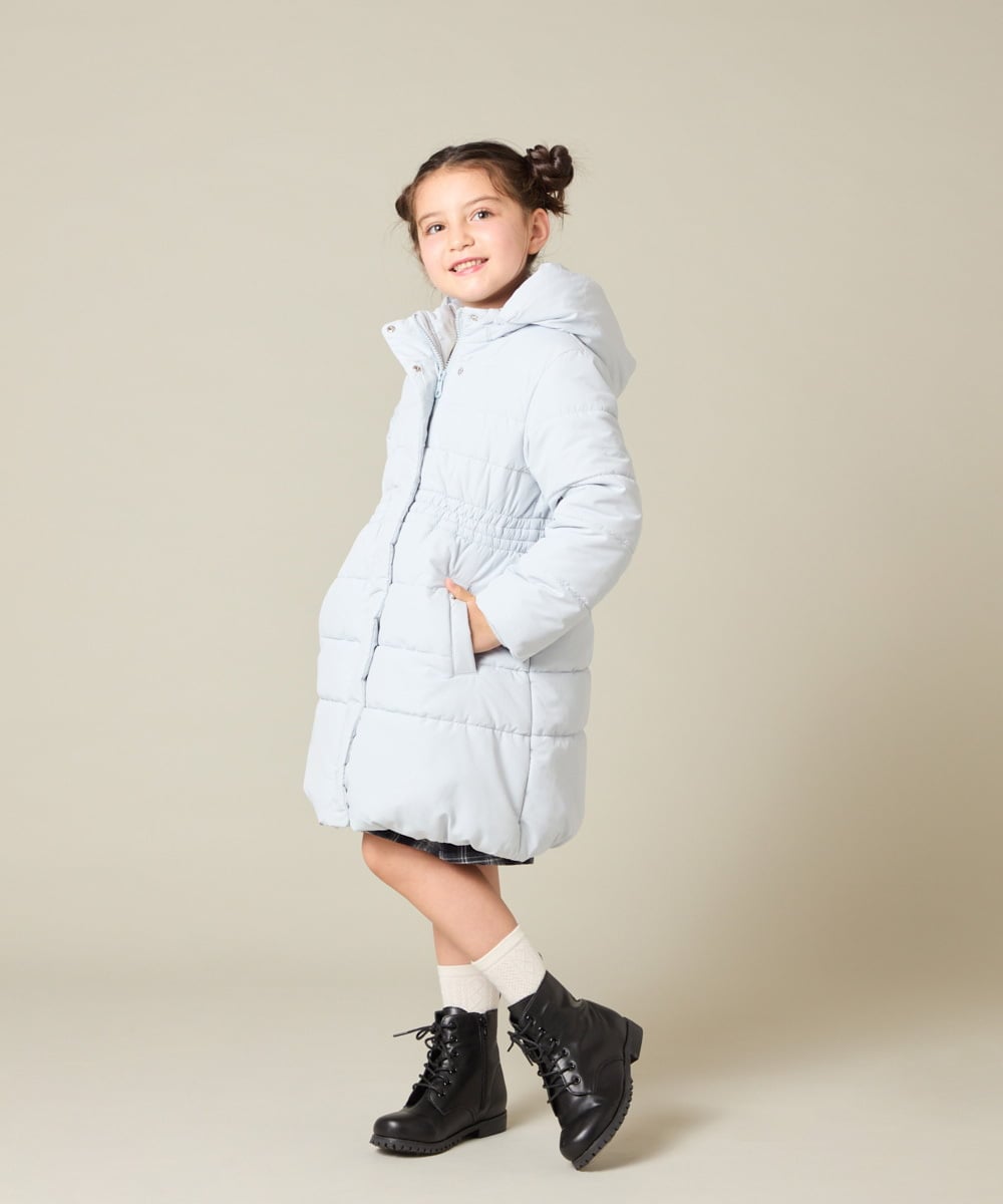 KJUAD02079 a.v.v KIDS(アー・ヴェ・ヴェ) [100-160]【フード取り外し可能/お家で洗える】フィット＆フレア中綿ロングコート ブラック