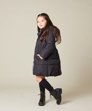 KJUAD02079 a.v.v KIDS(アー・ヴェ・ヴェ) [100-160]【フード取り外し可能/お家で洗える】フィット＆フレア中綿ロングコート ブラック