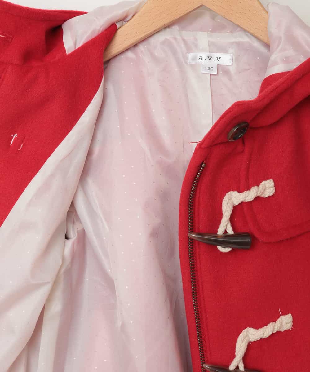 KJUAG03059 a.v.v KIDS(アー・ヴェ・ヴェ) [100-130]フェイクファーフードダッフルコート[WEB限定サイズ] レッド