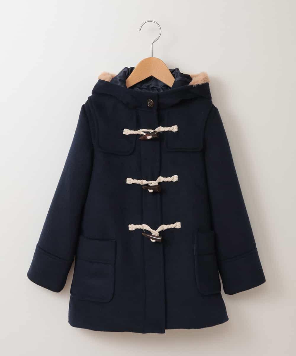 KJUAG03059 a.v.v KIDS(アー・ヴェ・ヴェ) [100-130]フェイクファーフードダッフルコート[WEB限定サイズ] ネイビー