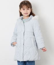 KJUAG45089 a.v.v KIDS(アー・ヴェ・ヴェ) [120-160]【洗える/フード取り外し可】中綿ロングコート ライトブルー