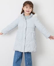 KJUAG45089 a.v.v KIDS(アー・ヴェ・ヴェ) [120-160]【洗える/フード取り外し可】中綿ロングコート ライトブルー