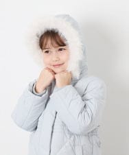 KJUAG45089 a.v.v KIDS(アー・ヴェ・ヴェ) [120-160]【洗える/フード取り外し可】中綿ロングコート ライトブルー