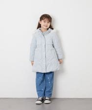 KJUAG45089 a.v.v KIDS(アー・ヴェ・ヴェ) [120-160]【洗える/フード取り外し可】中綿ロングコート ライトブルー