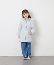 KJUAG45089 a.v.v KIDS(アー・ヴェ・ヴェ) [120-160]【洗える/フード取り外し可】中綿ロングコート ライトブルー