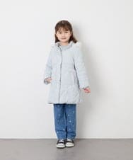 KJUAG45089 a.v.v KIDS(アー・ヴェ・ヴェ) [120-160]【洗える/フード取り外し可】中綿ロングコート ライトブルー