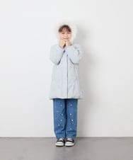 KJUAG45089 a.v.v KIDS(アー・ヴェ・ヴェ) [120-160]【洗える/フード取り外し可】中綿ロングコート ライトブルー