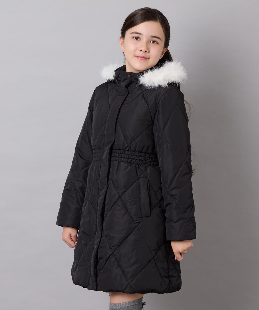 KJUAG45089 a.v.v KIDS(アー・ヴェ・ヴェ) [120-160]【洗える/フード取り外し可】中綿ロングコート ブラック