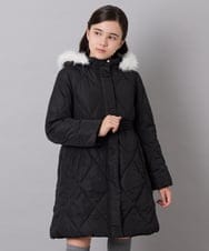 KJUAG45089 a.v.v KIDS(アー・ヴェ・ヴェ) [120-160]【洗える/フード取り外し可】中綿ロングコート ブラック