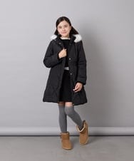 KJUAG45089 a.v.v KIDS(アー・ヴェ・ヴェ) [120-160]【洗える/フード取り外し可】中綿ロングコート ブラック
