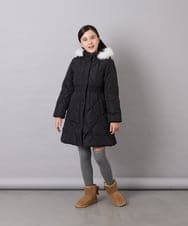 KJUAG45089 a.v.v KIDS(アー・ヴェ・ヴェ) [120-160]【洗える/フード取り外し可】中綿ロングコート ブラック