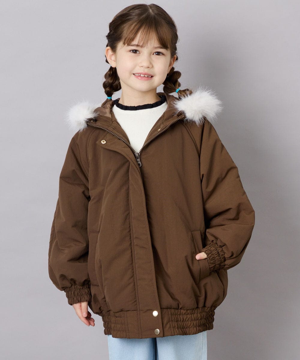 KJUAG46079 a.v.v KIDS(アー・ヴェ・ヴェ) [130-160]【洗える】ナイロンモッズコート ブラウン