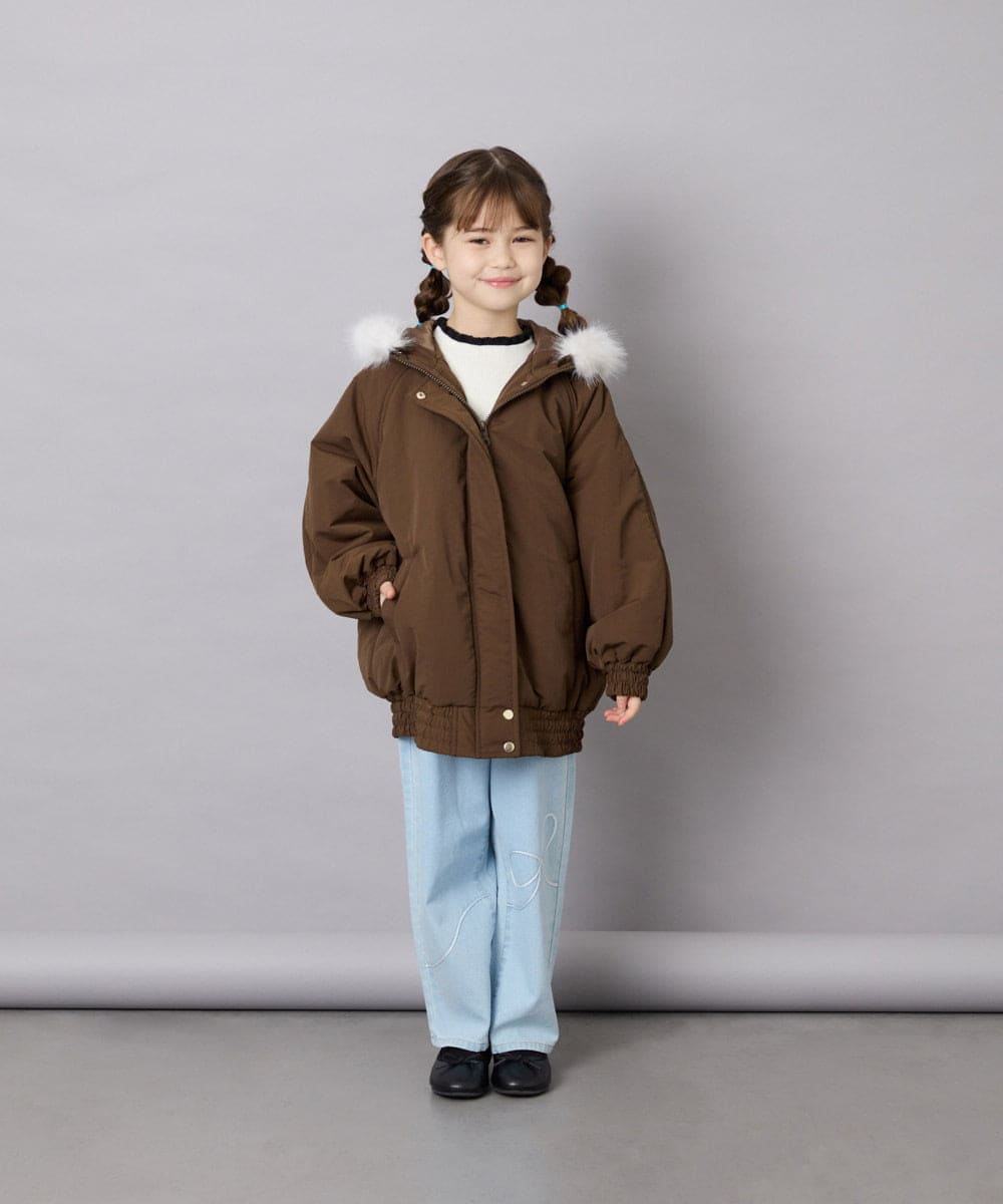 KJUAG46079 a.v.v KIDS(アー・ヴェ・ヴェ) [130-160]【洗える】ナイロンモッズコート ブラウン