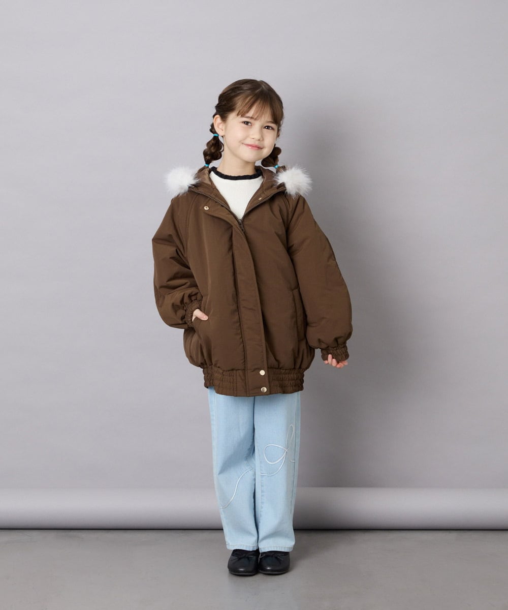KJUAG46079 a.v.v KIDS(アー・ヴェ・ヴェ) [130-160]【洗える】ナイロンモッズコート ブラウン