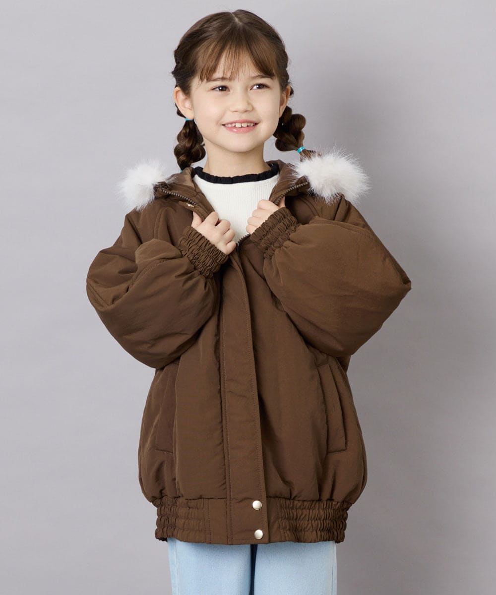 KJUAG46079 a.v.v KIDS(アー・ヴェ・ヴェ) [130-160]【洗える】ナイロンモッズコート ブラウン