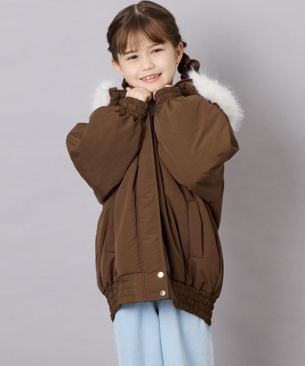 KJUAG46079 a.v.v KIDS(アー・ヴェ・ヴェ) [130-160]【洗える】ナイロンモッズコート ブラウン